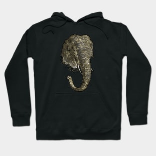 Graphic Novel Style Head And Trunk Of An Asiatic Elephant Vector Hoodie